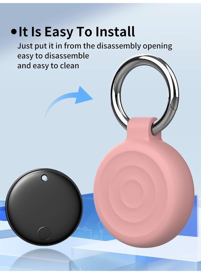 Protective Case Compatible with AirTags, Waterproof TPU Holder Case, Shockproof Anti-Scratch Cover with Keyring and Metal Catabiner, Tag Holder Protective Cover for Kids, Key, Bag, Luggage (Pink D) - Image 2